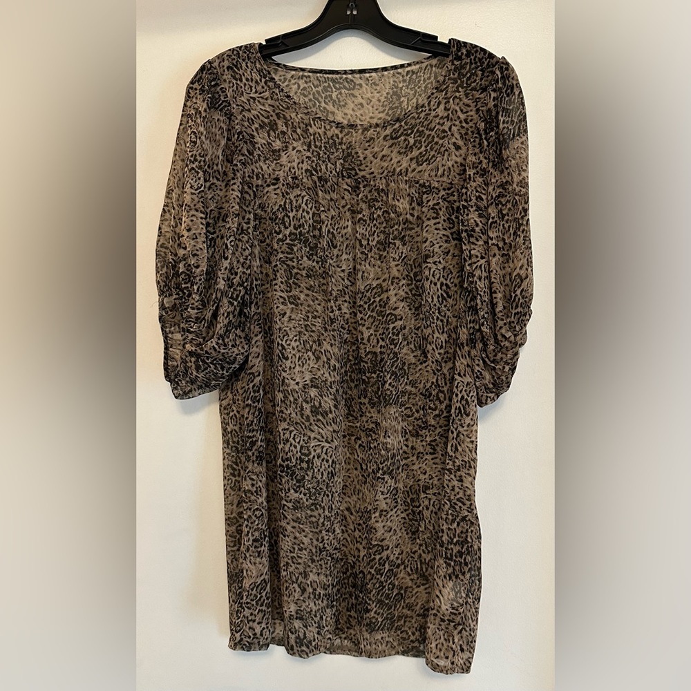 Australian Vintage Leopard Semi-Sheer Tunic/ Shell/ Mini Dress, Size Small